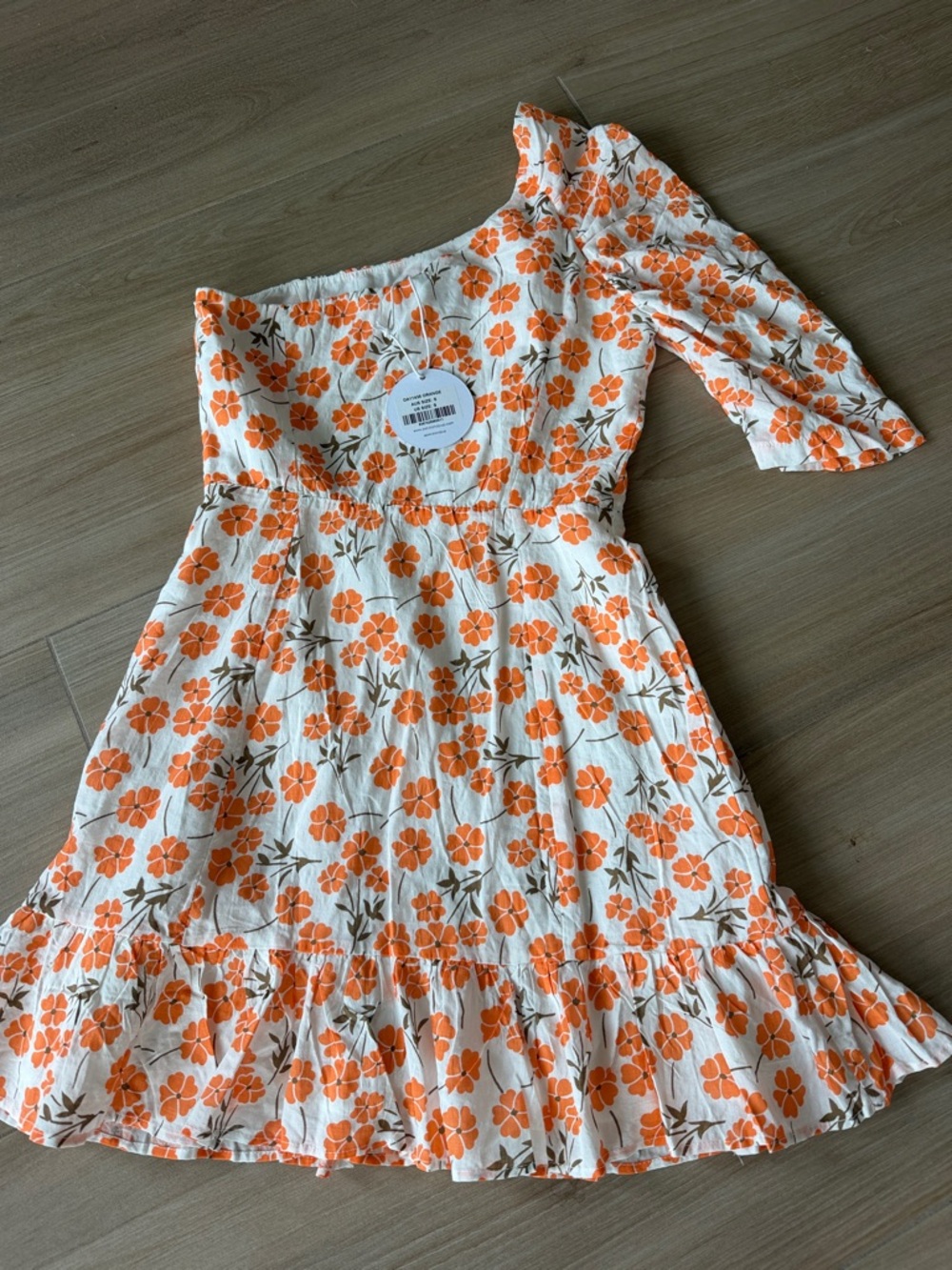 Petal & Pup White Dress with Orange Floral Print